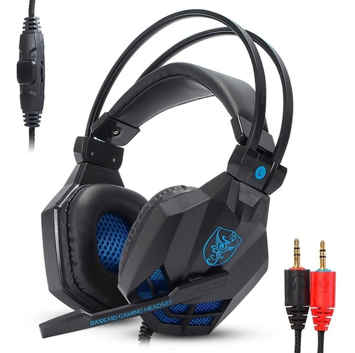 Headset Gamer Estéreo Bass Hd Microfone Pc Notebook Mac P2 Cor Preto