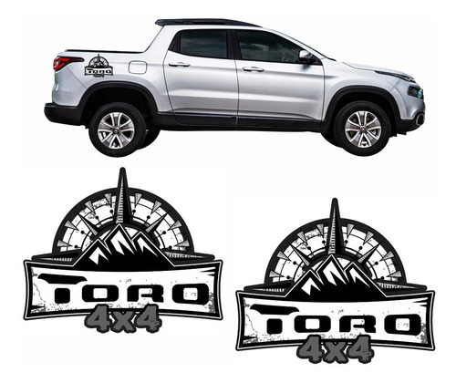 Par Emblema Adesivo Fiat Toro 4x4 Faixa Lateral Caçambator03