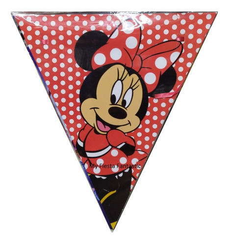 Mimi Roja & Minnie Mouse Set 20 Banderines Para 8 Mts Decora