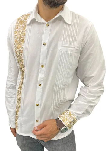Guayabera Camisa Bordado Fino A Mano Hilo De Seda Oaxaca Cuotas