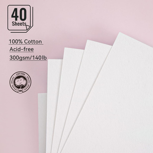 Papel De Acuarela, 100% Algodón, 300 G/m², Tamaño A5, 40 Hoj