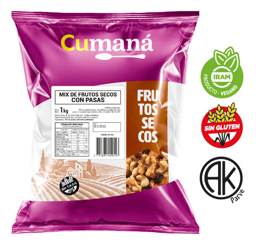 Mix Frutos Secos Con Pasas Cumana X 1 Kg - Sin Gluten