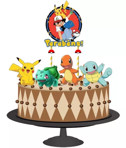 Topo De Bolo Topper De Bolo Aniversário Pokémon