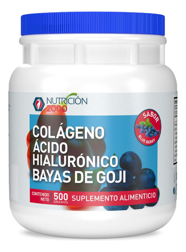 Colágeno, Ácido Hialurónico, Bayas De Goji -500 G Blue Berry