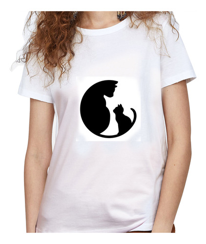 Camiseta Dama Estampada gato Ilustracion Grafico