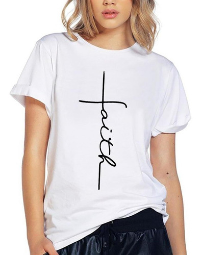 Blusa Playera Camiseta Dama Cruz Faith Fe Elite #509