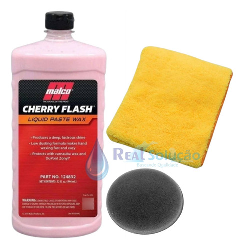 Cherry Flash Cera 946ml Malco + Aplicador Espuma + Pano Mf