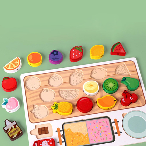 Juego De Combinación De Frutas, Juguete De Madera Con Forma