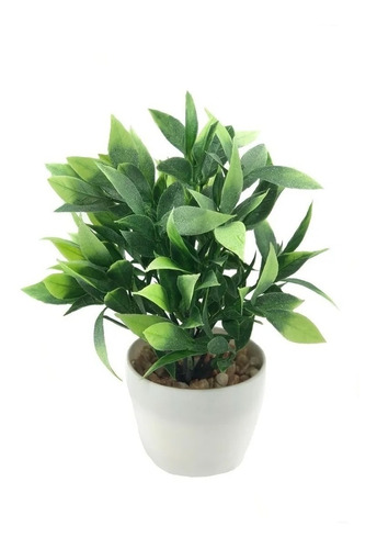 Planta Artificial Maceta Con Hojitas 23cm Aprox Interior
