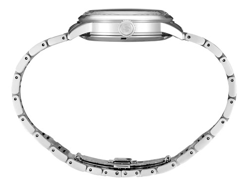 Reloj Seiko Presage Cocktail Time Gmt Ssk037 Caballero Correa Plateado Bisel Plateado Fondo Azul Claro