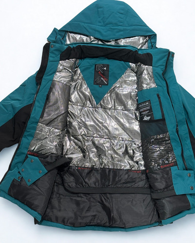 Campera Nieve Ski Hombre Impermeable Con Trampa De Nieve Azul Petroleo Con Negro Xl