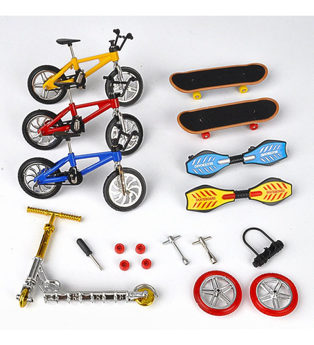 18pcs Mini Bicicleta Para Dedo Deportes Monopatín Set