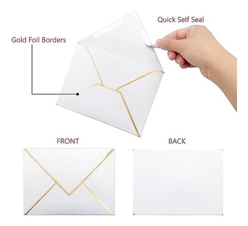 Paquete De 50 Sobres Autoadhesivos De 4x6, Sobres Blancos De