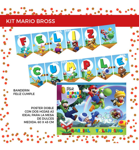 Kit Mario Bross Para Cumpleaños Listo Para Usar