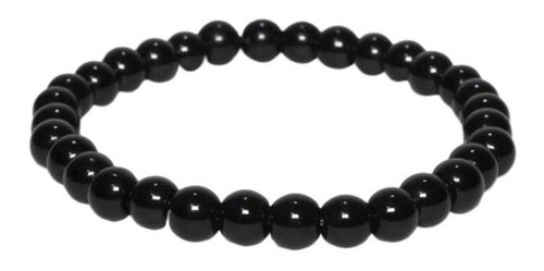 Pulseira Pedra Natural Ônix Preto 18,5cm - Vorax Acessórios