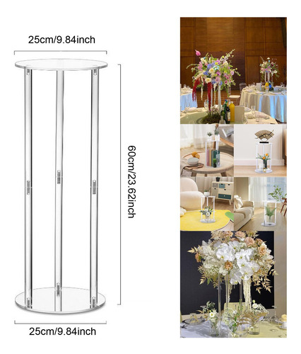Suporte De Pedestal Acrílico Para 25x25x60cm Redondo