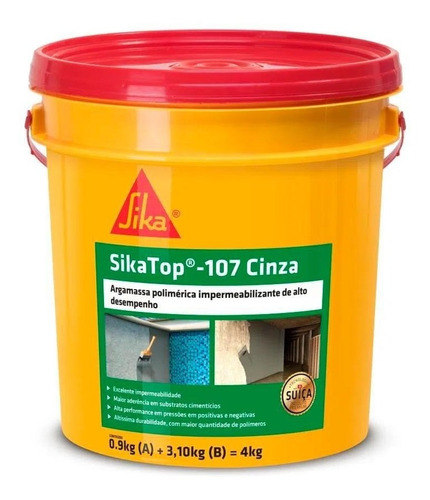 Impermeabilizante Sikatop 107 4kg Sika Cor Cinza