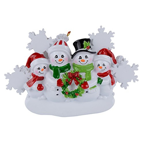 Familia De Snowman De 4 Personalizados Adorno De J8x0i