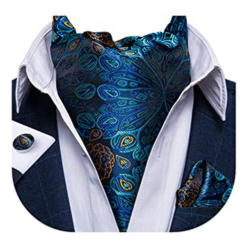 Dibangu Ascot Tie Set Para Hombre Paisley Floral Cravat Corb
