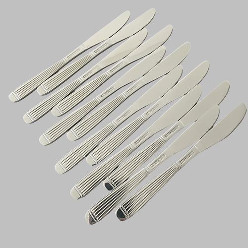 Set X12 Cuchillos De Mesa Acero Inoxidable Mykonos Rayado