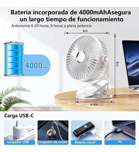 Ventiladores Oscilante Portátiles Luz Led Nocturna