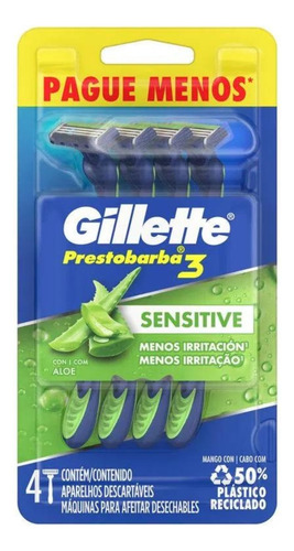 Aparelho Gillette Prestobarba3 Sensitive 2 Pacotes C 4 Cada