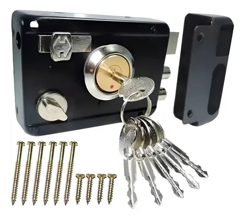Elite Fechadura Portão Sobrepor Externo Manual Com 6 Chaves Tetra Pre