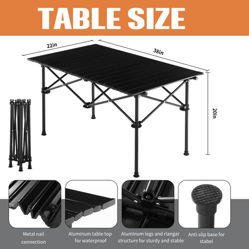 Juego De 5 Sillas De Campamento Y Mesa Plegable Portátil