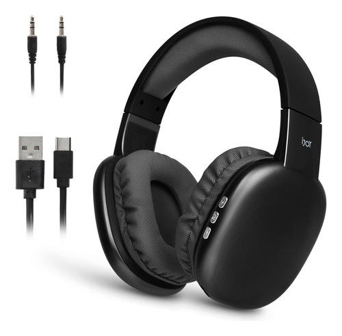 Ijoy Ultra Auriculares Inalámbricos Con Micrófono Recargables Bluetooth 10hrs De Reproducción Ranura Sd negro