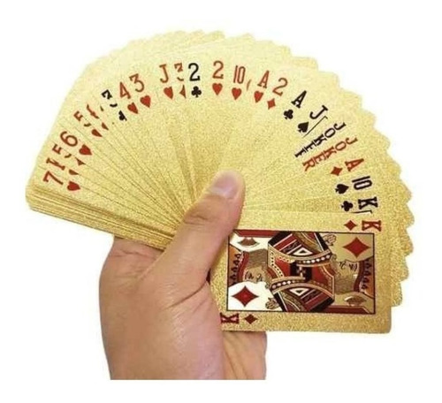 Baralho Folheado Dourado Cor Ouro 24k Poker Truco Cartas