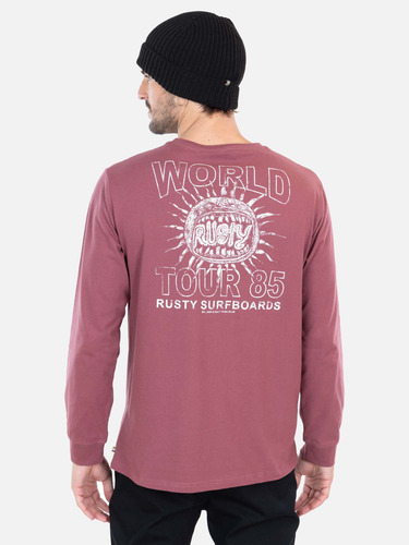 Polera Ml Offtrack Burdeo Hombre Rusty