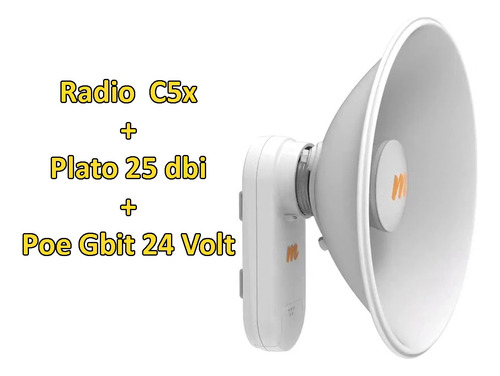 Radio Mimosa C5x 5ghz + Plato 25 Dbi 700mbps + Poe Gbit 24v (Usado)