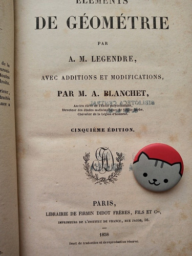 Libro Éléments De Géométrie Legendre 116c8