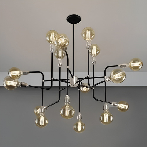 Lampara Colgante Araña New York 16 Luces Apto Led Estructura Negro