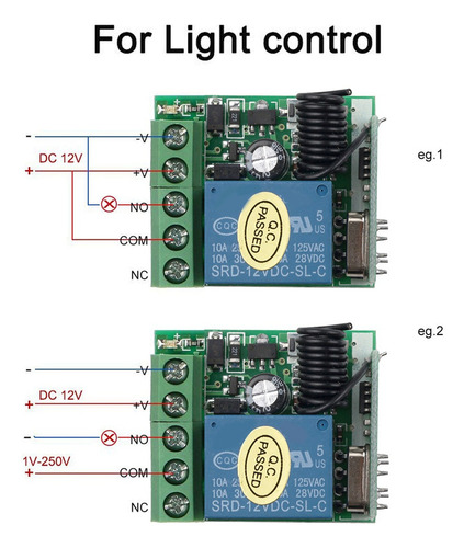 Receptor De Relé Rf De 4 X 12 V Y 1 Canal, 433 Mhz, Universa