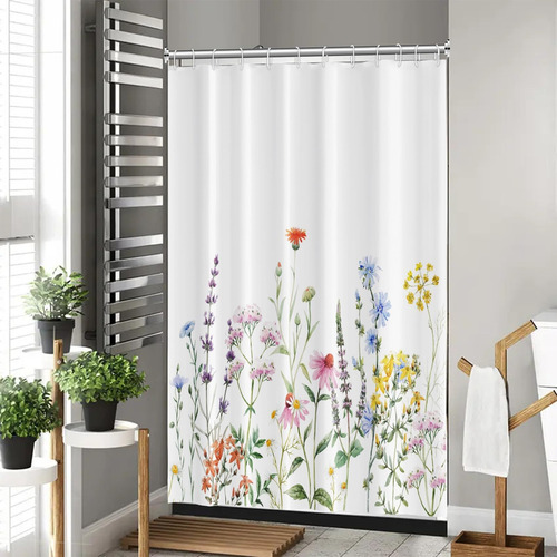Cortina De Ducha De Flores, Cortina De Baño De Flores