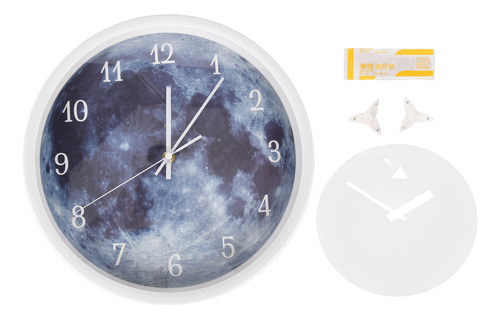 Reloj De Pared Con Luz Nocturna Estilo Luna, 12 Pulgadas, Lu