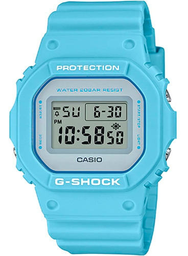 Relógio Casio G-shock Feminino Dw-5600sc-2dr Cor da correia Azul-claro Cor do bisel Azul-claro Cor do fundo Digital