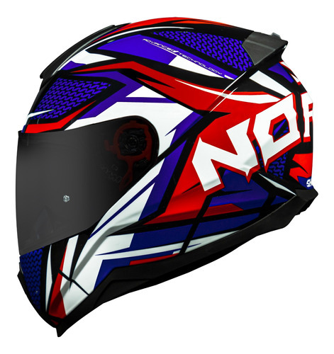 Capacete Norisk Razor Speedmax Azul Vermelho Branco Desenho Sharp Tamanho do capacete 62