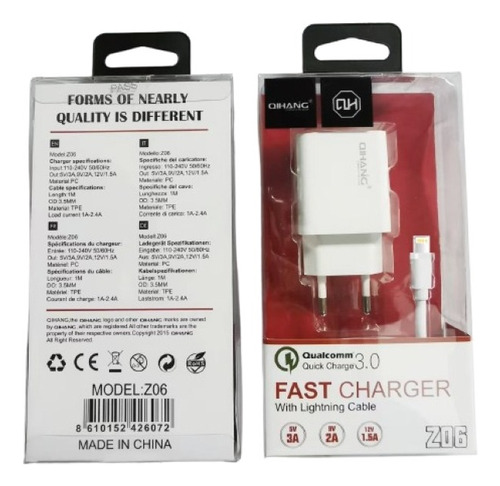 Cargador Celular Usb Lightning Carga Rápida Z06 Factura