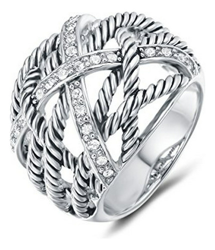 Ring Twisted Cable Wire Weave Designer Marca De Moda David W