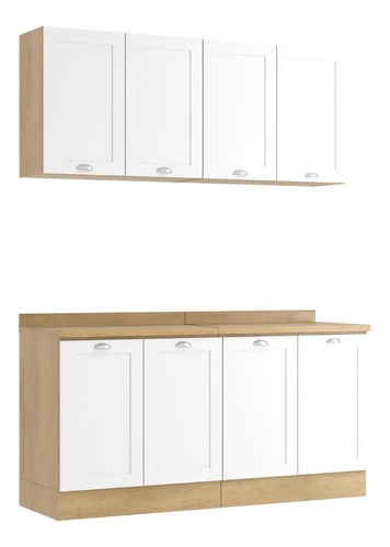 Armário De Cozinha Completo Ditália Denver 4 Pc Rvbr D7 Cozy Cor Riviera/branco