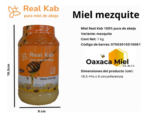 Miel Mezquita Yucateca1kg Me-mez-001 Oaxaca Miel