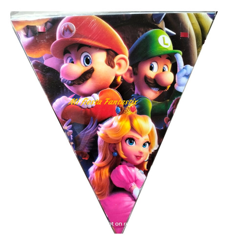Super Mario Bros Wii Set 10 Banderines Para 4 Mts Decora