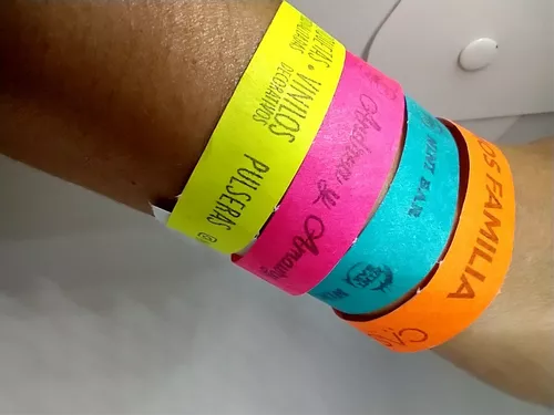 Pulseras personalizadas para eventos - Pulseras de identificación y  seguridad de papel Tyvek (100, Spotlight)