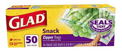 Glad Zipper Food Storage Snack Bags 50 Count, Pack Of 12
