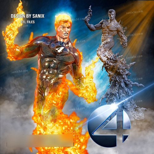 Archivo Stl Impresión 3d - Fantastic 4 - Johnny Storm - Sani