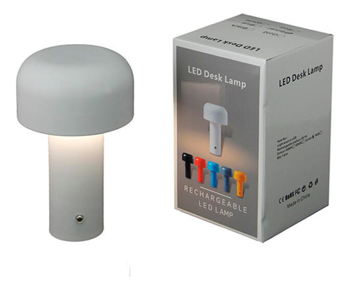 Velador Metal Led Tactil Recargable 13x21cm Blanco Negro Gri