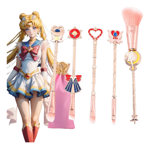 Set 5pzs Brochas Maquillaje De Sailor Moon/plano Estéreo 3d