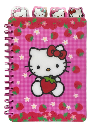 Super Cuaderno Mediano Hello Kitty Fresa Separadores Rayas